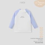 Áo dài tay trắng phối xanh in trang trí Nous