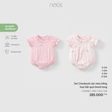 Set 2 bodysuit cộc màu hồng họa tiết quả thanh long Nous