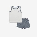 Bộ sát nách cổ tròn Siro 140401 Bubaby Trắng - Ghi chì E82 3-4y BSR140401.04YE82