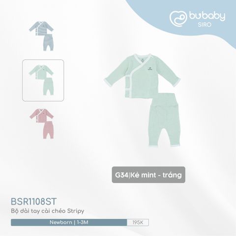Bộ dài tay cài chéo Stripy Bubaby BSR1108ST.0NBD37
