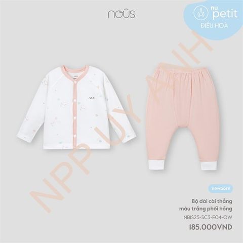 Bộ dài cài thẳng màu trắng phối hồng Nous NB1S25-SC3-F04-OW-NB