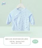 Áo dài tay Goodmama cài lệch - Trắng họa tiết - 0-3m