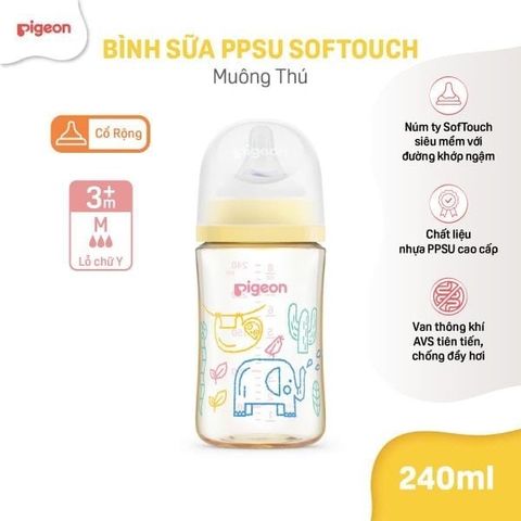 Bình sữa PPSU softouch baby-friendly world Pigeon