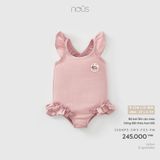 Bộ bơi liền cộc màu hồng đất thêu họa tiết Nous