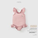 Bộ bơi liền cộc màu hồng đất thêu họa tiết Nous