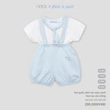 Set quần yếm cộc màu xanh kèm áo cộc trắng Nous NE2S25-SH1-M01-PB-0M
