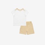 Bộ ngắn tay cổ chồm Bambus Glory 1305GL Bubaby Trắng in vương miện vàng C54 2-3y BBB1305GL.03YC54