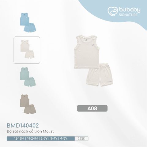 Bộ sát nách cổ tròn Molist 140402 Bubaby Kem A08 2-3y BMD140402.03YA08