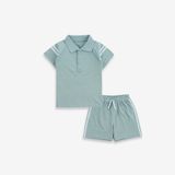 Bộ ngắn tay cổ Polo 130300 Bubaby Xanh ghi A51 2-3y BPN130300.03YA51