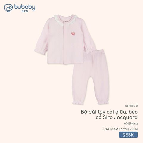 Bộ dài tay cài giữa, bèo cổ Siro Jacquard Bubaby