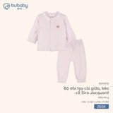 Bộ dài tay cài giữa, bèo cổ Siro Jacquard Bubaby