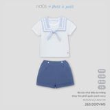Bộ cộc chui đầu áo trắng thủy thủ phối quần xanh navy Nous NE3S25-SC2-M04-SW-9M