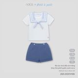 Bộ cộc chui đầu áo trắng thủy thủ phối quần xanh navy Nous NE3S25-SC2-M04-SW-9M