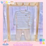 Bộ dài tay BonChi ni - Trắng nâu - 6-12m