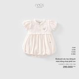Bodysuit cộc tay dáng bí màu hồng nhạt phối ren Nous