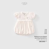 Bodysuit cộc tay dáng bí màu hồng nhạt phối ren Nous