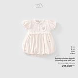 Bodysuit cộc tay dáng bí màu hồng nhạt phối ren Nous