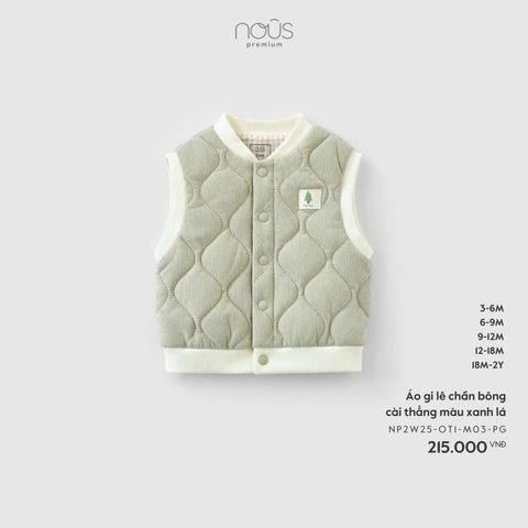 Áo gi lê chần bông cài thẳng màu xanh lá Nous