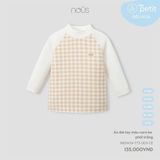 Áo dài tay màu caro be phối trắng Nous