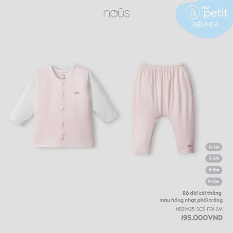 Bộ dài cài thẳng màu hồng nhạt phối trắng Nous NB2W25-SC3-F01-SM-0M