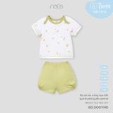 Bộ cộc áo trắng họa tiết quả lê phối quần xanh lá Nous NB3S25-SC2-M15-OW-6M