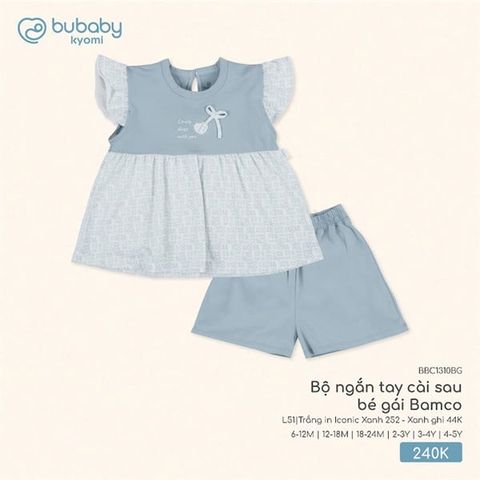 Bộ ngắn tay cài sau bé gái Bamco Bubaby