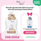 Combo Sữa tắm gội Bzu Bzu Combo chiết xuất hạt bông vani chai 600ml + Sữa tắm gội hương thư giãn 200ml