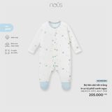 Bộ liền dài tất trắng in sư tử phối xanh ngọc Nous