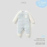 Bộ liền dài có tất hoạ tiết kẻ xanh trắng Nous