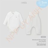 Bộ bodysuit dài tay cài lệch màu trắng Nous NB1W25-SB3-U01-SW-NB