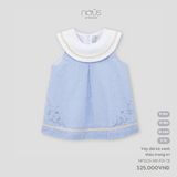 Váy dài kẻ xanh thêu trang trí Nous NP3S25-DR1-F01-TB-2Y