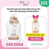 Combo Sữa tắm gội chiết xuất hạt bông vani chai 600ml + Sữa tắm gội yến mạch sữa 200ml Bzu Bzu