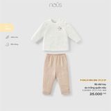 Bộ dài tay áo trắng quần nâu Nous