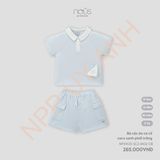 Bộ cộc áo có cổ caro xanh phối trắng Nous NP3W25-SC2-M02-CB-9M