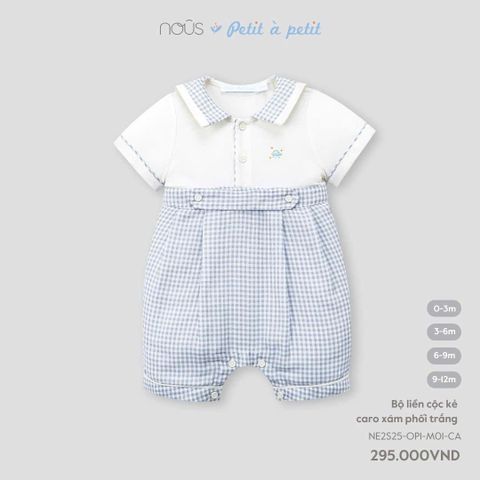 Bộ liền cộc kẻ caro xám phối trắng Nous NE2S25-OP1-M01-CA-3M