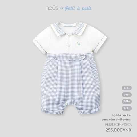 Bộ liền cộc kẻ caro xám phối trắng Nous NE2S25-OP1-M01-CA-3M