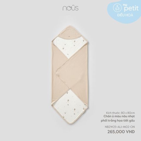 Chăn ủ màu nâu nhạt phối trắng họa tiết Nous