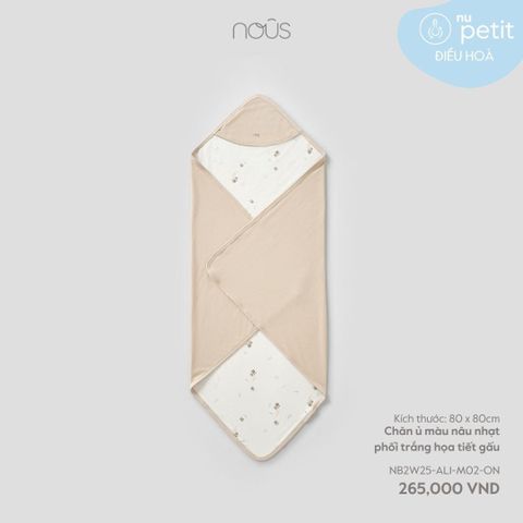 Chăn ủ màu nâu nhạt phối trắng họa tiết Nous