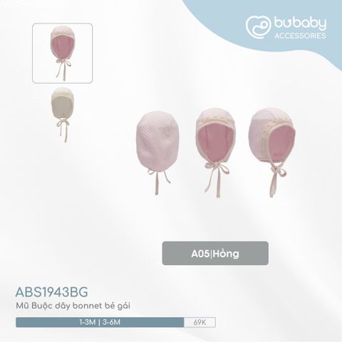 Mũ Buộc dây bonnet bé gái Bubaby ABS1943BG.06MA05