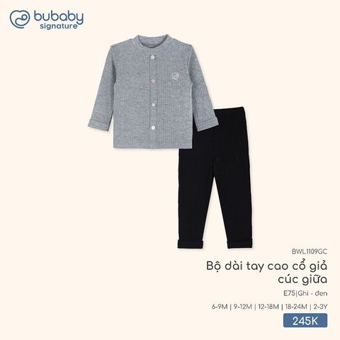 Bộ dài tay cao cổ giả cúc giữa Bubaby
