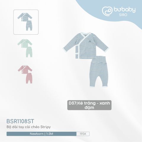 Bộ dài tay cài chéo Stripy Bubaby BSR1108ST.0NBD37