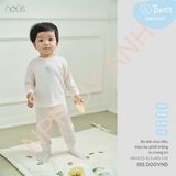 Bộ dài chui đầu màu be phối trắng in trang trí Nous NB3W25-SC3-M01-OW-9M