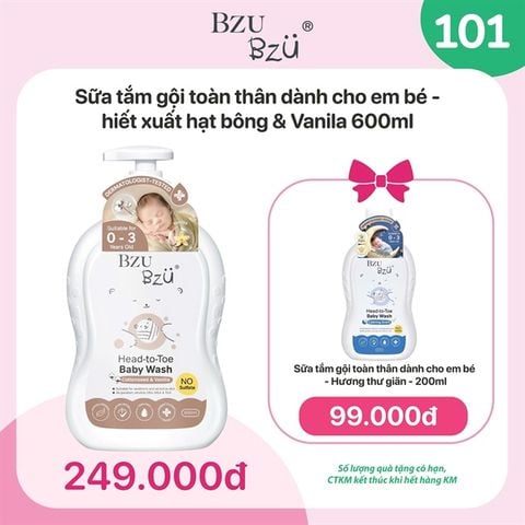 Combo Sữa tắm gội Bzu Bzu chiết xuất yến mạch và sữa chai 600ml + nước rửa bình hương chanh chai 500ml