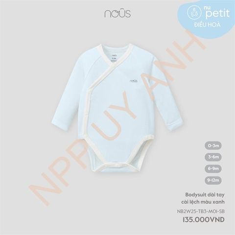 Bodysuit dài tay cài lệch màu xanh Nous NB2W25-TB3-M01-SB-0M