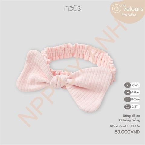 Băng đô nơ kẻ hồng trắng Nous NB2W25-AO1-F01-CM-L