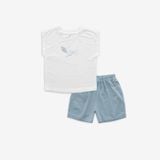 Bộ sát nách cổ tròn Muda 1404MD Bubaby Trắng - Xanh ghi đá E67 4-5y BBC1404MD.05YE67