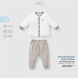 Bộ dài cài thẳng áo trắng quần nâu Nous