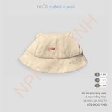 Mũ tai gấu rộng vành kẻ cam trắng nhạt Nous NE2W25-AH1-M02-TO-S