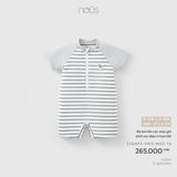 Bộ bơi liền cộc màu ghi phối sọc đáp in họa tiết Nous