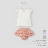 Bộ cộc tay áo trắng phối quần giả váy màu hồng Nous NP2S25-SC2-F01-PM-0M